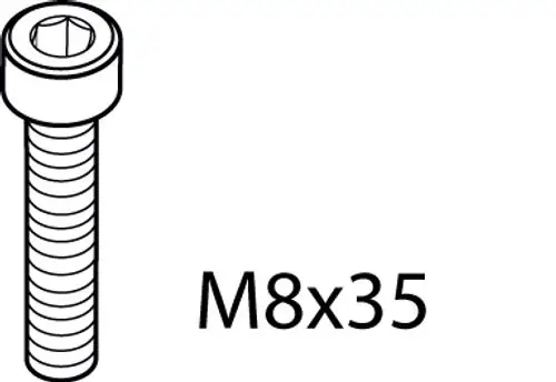 Zylinderschraube mit Innensechskant, abgerundetem Kopf und Gewinde. Produkt von Ideal Standard, skizziert zur Veranschaulichung der Form und Struktur.